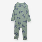 Sleepsuit Waffle Green Bicycle Appliques