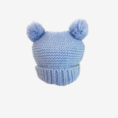 Baby blue knit pop pom hat 