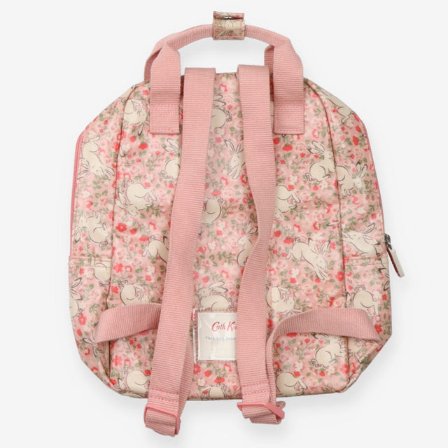 Kids back pack pink white rabbits