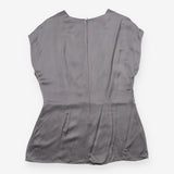 Satin Top Grey Twist Front Cap Sleeve Blouse
