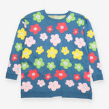 Jumper Blue Floral Knit Organic Cotton Long Sleeve