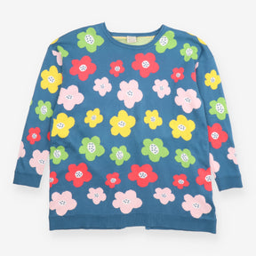 Jumper Blue Floral Knit Organic Cotton Long Sleeve