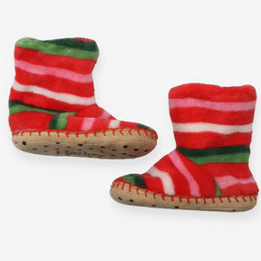 Slippers red pink white green striped