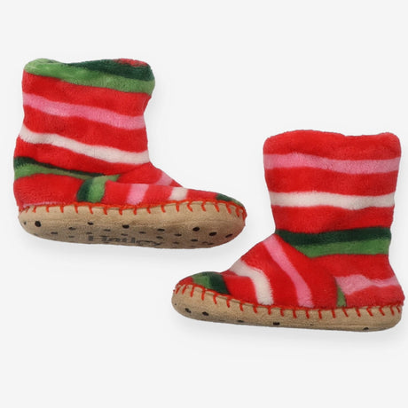Slippers red pink white green striped