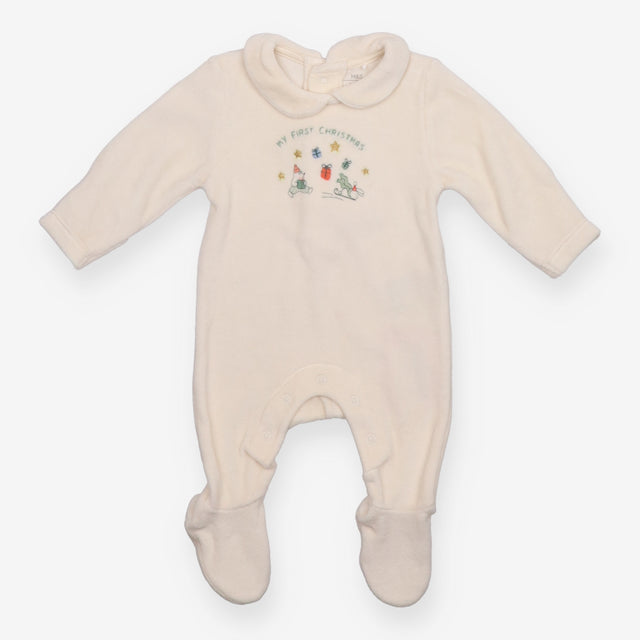 Sleepsuit velour cream My First Christmas