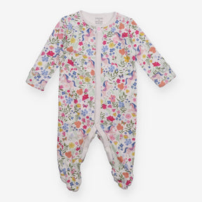Sleepsuit white floral unicorn