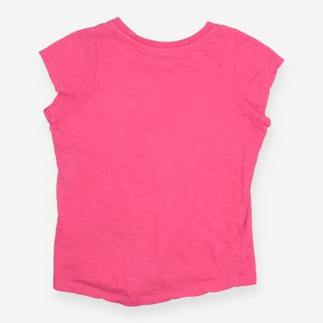 T-Shirt Short Sleeve Pink Flower Heart Applique
