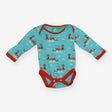Bodysuit Long Sleeve Blue Trains