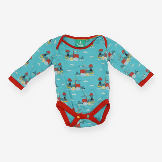Bodysuit Long Sleeve Blue Trains
