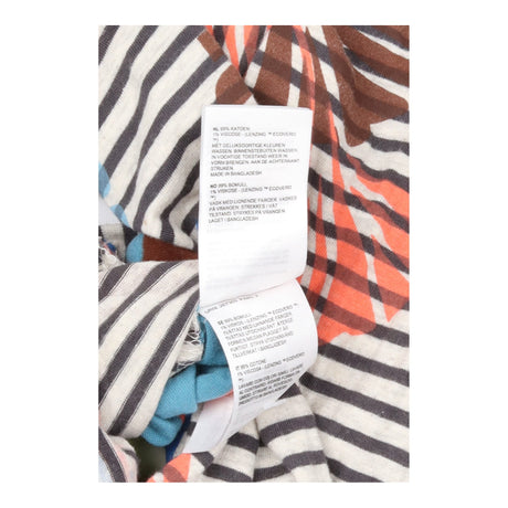 Multicolour Striped Leaf Print Long Sleeve Top