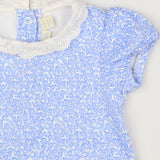 Romper blue floral frill collar