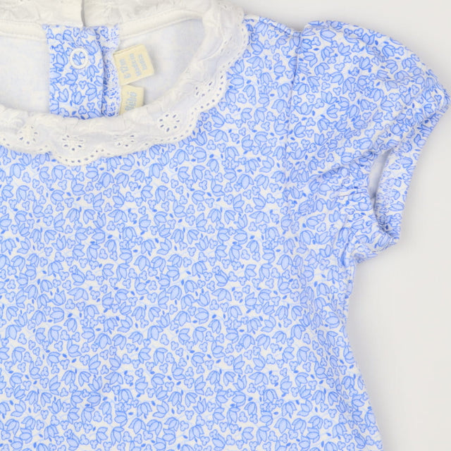 Romper blue floral frill collar