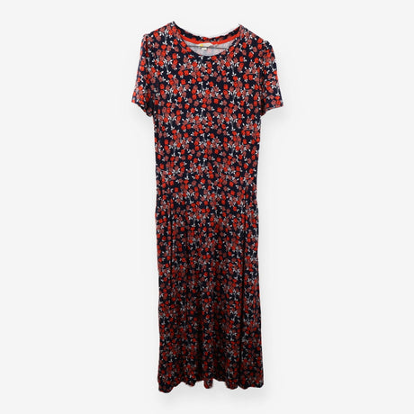 Poppy Floral Jersey Dress Navy Red Multi