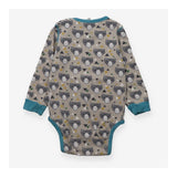 Bodysuit Long Sleeve Grey Bear Appliques