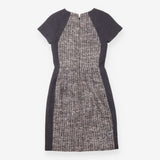 Grey Black Tweed Panel Short Sleeve dress