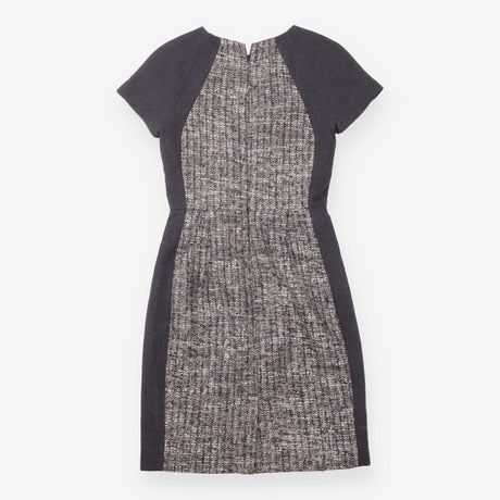 Grey Black Tweed Panel Short Sleeve dress