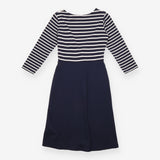 Navy Striped Empire Waist 3/4 Sleeve Maternity Dre