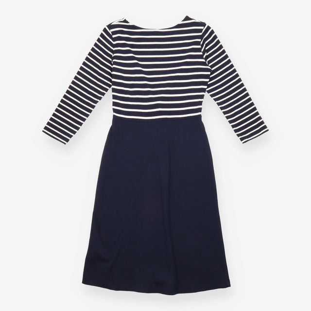 Navy Striped Empire Waist 3/4 Sleeve Maternity Dre