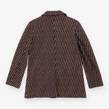 Blue and orange structured patch pocket blazer