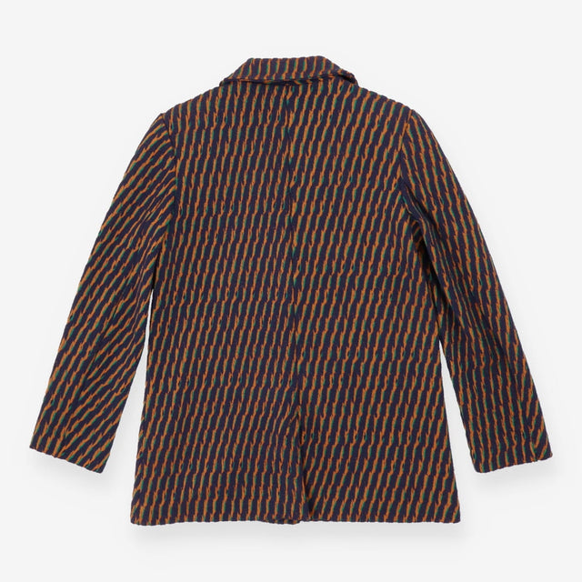 Blue and orange structured patch pocket blazer