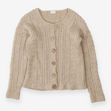 Chunky Wool Cable Knit Cardigan – Beige