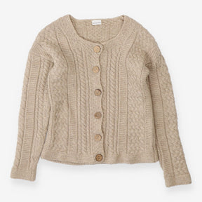Chunky Wool Cable Knit Cardigan – Beige
