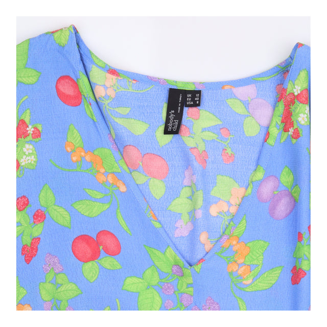 Blue Fruit Print Midi Tea