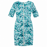 Abstract Silk Blend Ruched Front Shift Dress