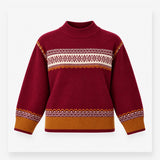 Jumper Pink Fair Isle Wool Blend High Neck