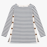 Tunic Top Navy Cream Stripe Maternity Nursing Long