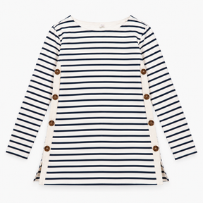 Tunic Top Navy Cream Stripe Maternity Nursing Long