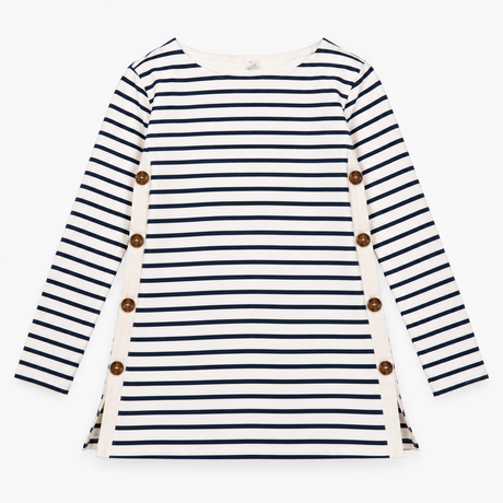 Tunic Top Navy Cream Stripe Maternity Nursing Long