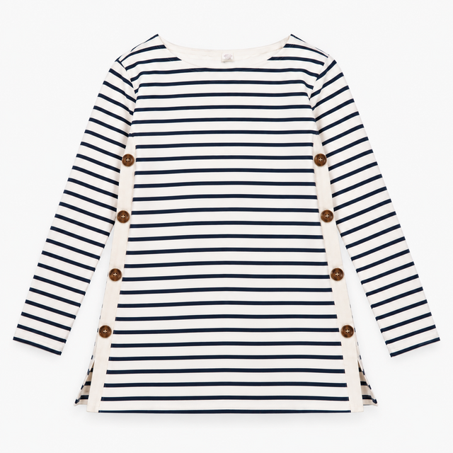 Tunic Top Navy Cream Stripe Maternity Nursing Long