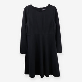Black Structured Midi Dress 3/4 Sleeve