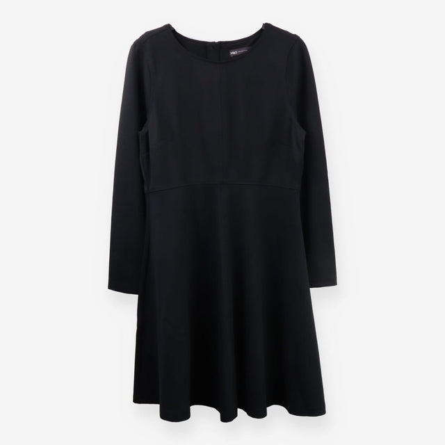 Black Structured Midi Dress 3/4 Sleeve