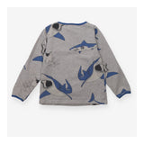 T-Shirt Long Sleeve Grey with Blue Sharks