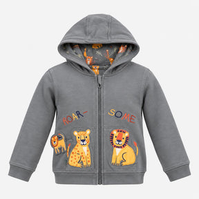 green reversible lion hoodie with pocket pal