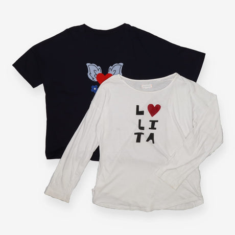 T-shirt navy and white hearts 2pk