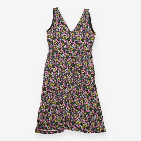 Jersey Crossover Midi Dress Botanical Print Sleeve