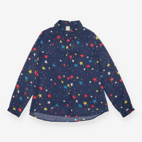 Shirt Blouse Navy Celestial Star Print Button Down
