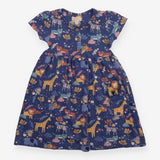 Dress Jersey Blue Short Sleeve Jungle Lion Pocket 