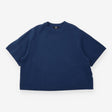 Navy Blue Cropped Short Sleeve Knit Sweater