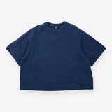 Navy Blue Cropped Short Sleeve Knit Sweater