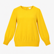 Mustard Yellow Pleated Hem Long Sleeve Blouse