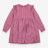 Pink LS dress with embroidery