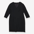 V‑Neck Black Dress – Three‑Quarter Sleeve Style