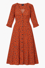 Rust Orange Leopard Print Button Front Max