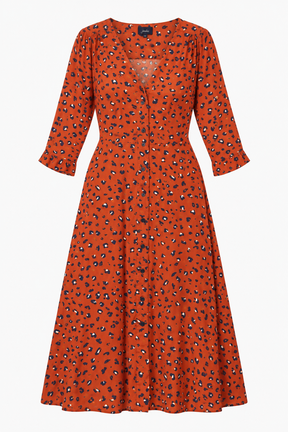 Rust Orange Leopard Print Button Front Max