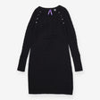 Black Cable Knit Maternity Nursing Midi Dress