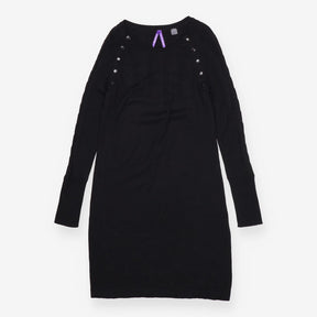 Black Cable Knit Maternity Nursing Midi Dress